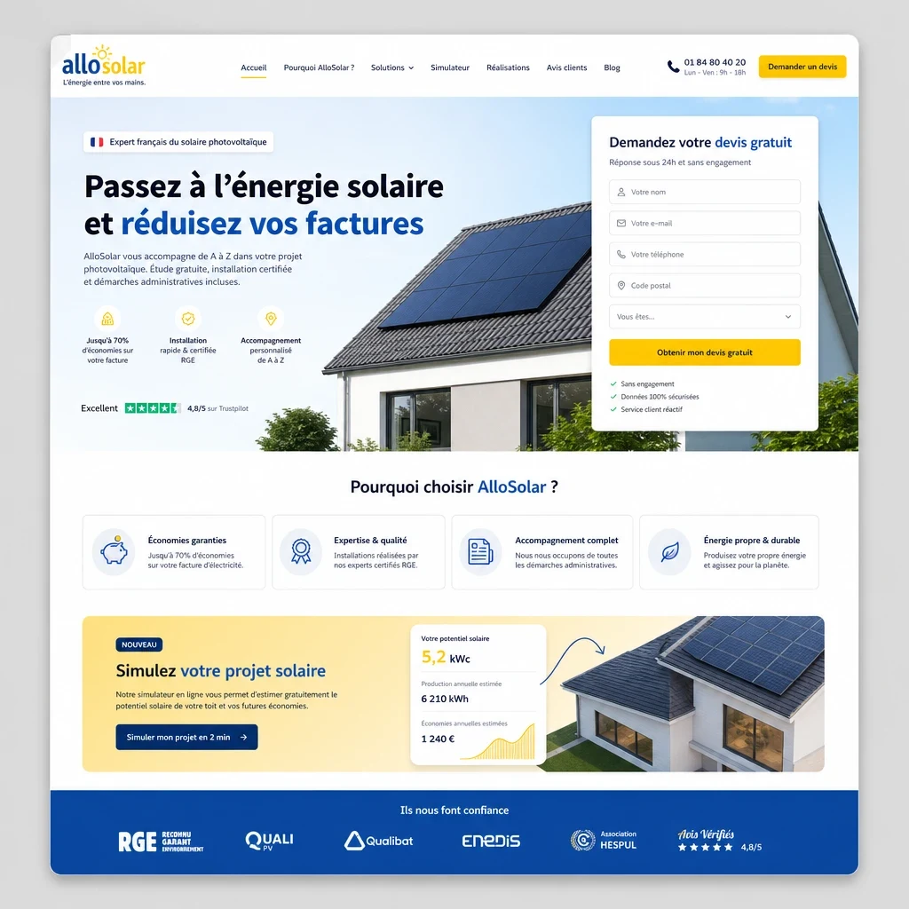 AlloSolar — orientée leads